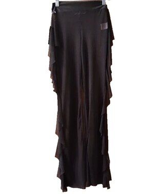 Love University Women’s Size Small Black Ruffle Mesh Swimwear Cover Up Pants